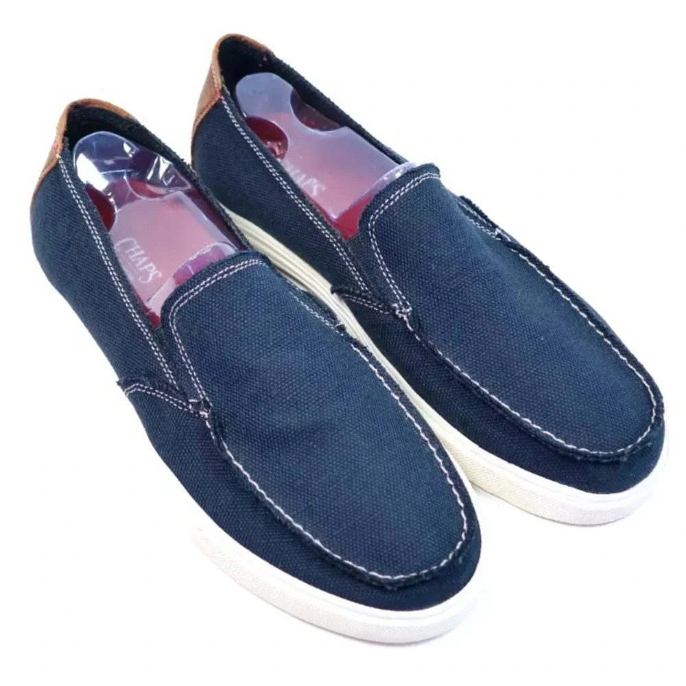 - Chaps Sz 10 Navy Canvas Slip-On Loafers! NEW!